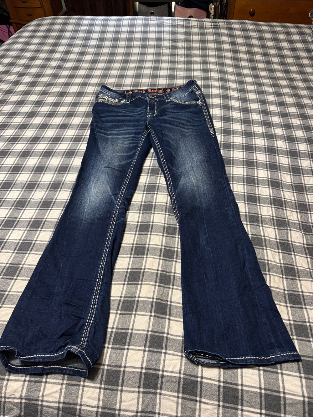 Women’s Dark Blue Bootcut Jeans - Classic Stretch Denim